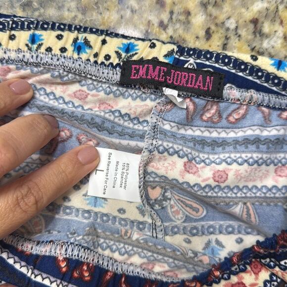 Emme jordan casual leggings patterned blue size L - Picture 2 of 5